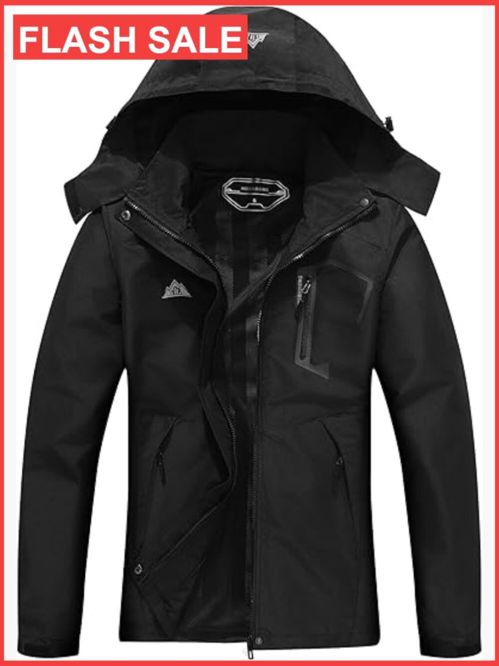 Waterproof Lightweight Rain Jacket Trench Coat Detachable Hood Hiking